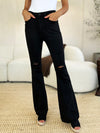 Janet Black Full Size High Waist Distressed Flare Jeans