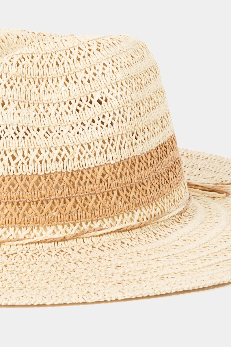 Contrast Straw Braided Sun Hat