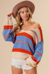 Seas The Day Multi Color Stripe Scoop Neck Sweater