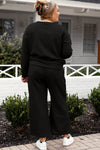 Raven Textured Long Sleeve Top and Drawstring Pants Set