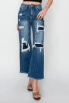 Happy Days Full Size High Rise Patch Detailed Wide Leg Crop Jeans