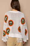 Peace Signs V Neck Long Sleeve Sweater
