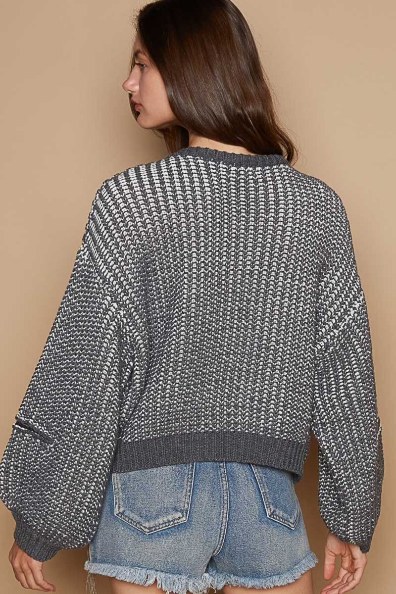 Surrounded By Love Zipper Point Sleeve Sweater