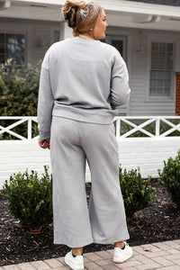 Raven Textured Long Sleeve Top and Drawstring Pants Set