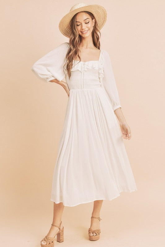 ★新品★LE’RUREGraffiti balloon sleeve dress lace balloon sleeves dress | femi9