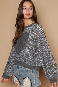 Surrounded By Love Zipper Point Sleeve Sweater