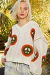 Peace Signs V Neck Long Sleeve Sweater