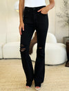 Janet Black Full Size High Waist Distressed Flare Jeans