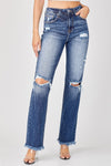 Melbourne Raw Hem Distressed Straight Jeans