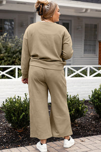 Raven Textured Long Sleeve Top and Drawstring Pants Set