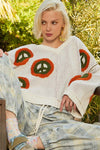Peace Signs V Neck Long Sleeve Sweater