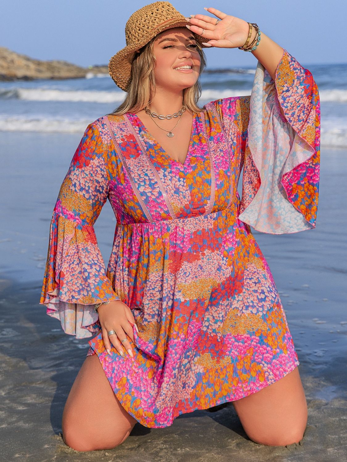 long sleeve ruched dress plus size Summer Florals – Perfectly Unique Boutique making it ideal for Size:One Size (Fit for EU 38-42,US 8-12,UK 12-16,AU 12-16,NZ 12-16) LWD: Lace shift dress, group_Vida Dress