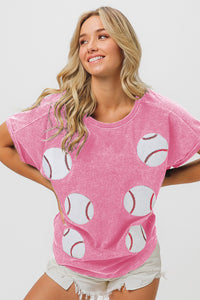 Girly Girl Baseball Sequin Short Sleeve T-Shirt