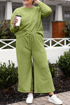 Raven Textured Long Sleeve Top and Drawstring Pants Set
