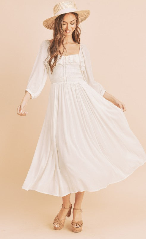 Zoey Ruffled Balloon Sleeve Dress – Perfectly Unique Boutique