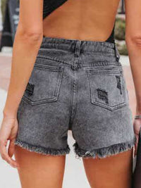 Hot Bottoms Distressed Fringe Denim Shorts