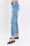 Casual Days Distressed Straight Jeans with Patch Pockets