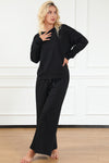 Raven Textured Long Sleeve Top and Drawstring Pants Set