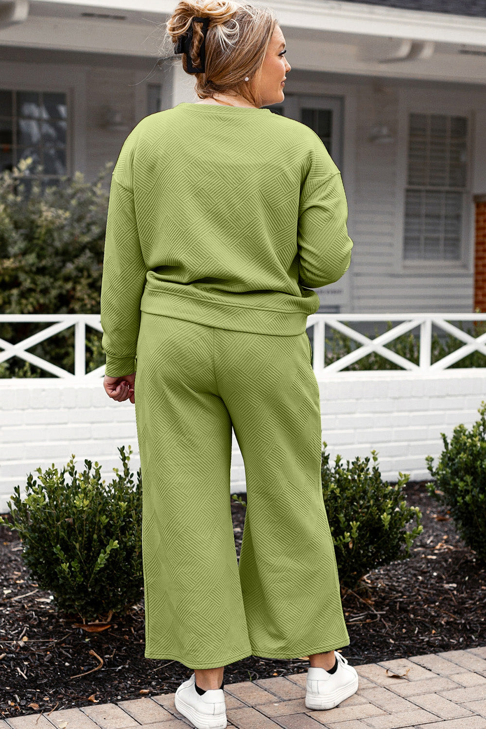 Raven Textured Long Sleeve Top and Drawstring Pants Set