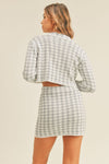 Alexis Houndstooth Cropped Knit Cardigan and Mini Skirt Set