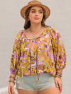 Moonlit Mauve Plus Size Printed Tie Neck Blouse
