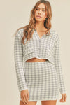 Alexis Houndstooth Cropped Knit Cardigan and Mini Skirt Set