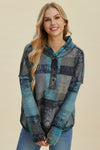 Worlds Apart Plaid Dropped Shoulder Hoodie