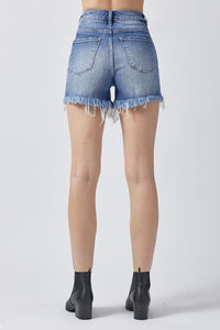Molly Raw Hem Asymmetrical Waist Denim Shorts