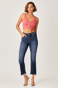 Janice Frayed Hem Cropped Straight Jeans