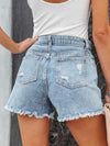 Hot Bottoms Distressed Fringe Denim Shorts
