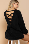 Back To Black Cross Strap Detail Balloon Sleeve Sweatshirt