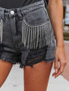 Hot Bottoms Distressed Fringe Denim Shorts