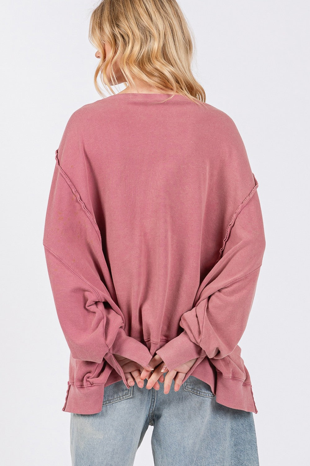 Zoie Mineral Wash Side Slit Oversized Sweatshirt