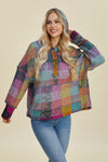 Worlds Apart Plaid Dropped Shoulder Hoodie
