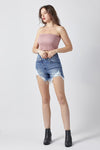 Molly Raw Hem Asymmetrical Waist Denim Shorts