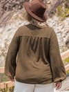 Chocolate Plus Size Tie Neck Long Sleeve Blouse