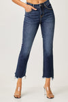 Janice Frayed Hem Cropped Straight Jeans