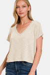 Your Basics V-Neck Short Sleeve Crop T-Shirt