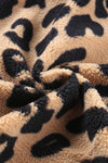 Black Trim Leopard Teddy Shacket with Pockets