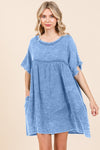 Paityn Short Sleeve Babydoll Texture Dress with Pockets