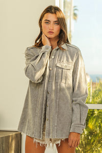 Grey Shadow Button Up Corduroy Shacket