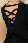 Back To Black Cross Strap Detail Balloon Sleeve Sweatshirt