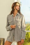 Grey Shadow Button Up Corduroy Shacket
