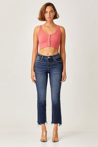 Janice Frayed Hem Cropped Straight Jeans