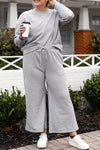Raven Textured Long Sleeve Top and Drawstring Pants Set