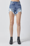Molly Raw Hem Asymmetrical Waist Denim Shorts