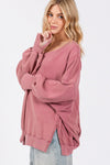 Zoie Mineral Wash Side Slit Oversized Sweatshirt