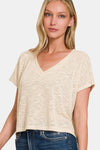 Your Basics V-Neck Short Sleeve Crop T-Shirt