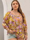 Moonlit Mauve Plus Size Printed Tie Neck Blouse
