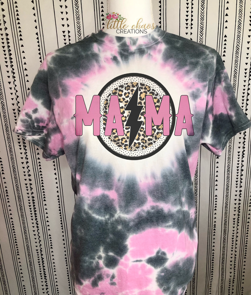 Mama pink/black tie dye